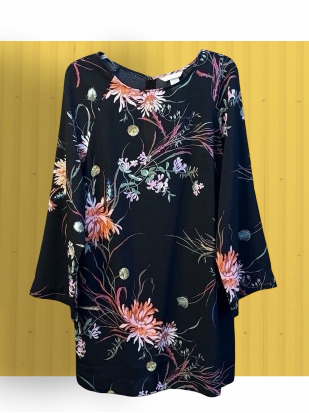 H&M Black Large Floral Pouring Shift Women’s Dress Size Medium
